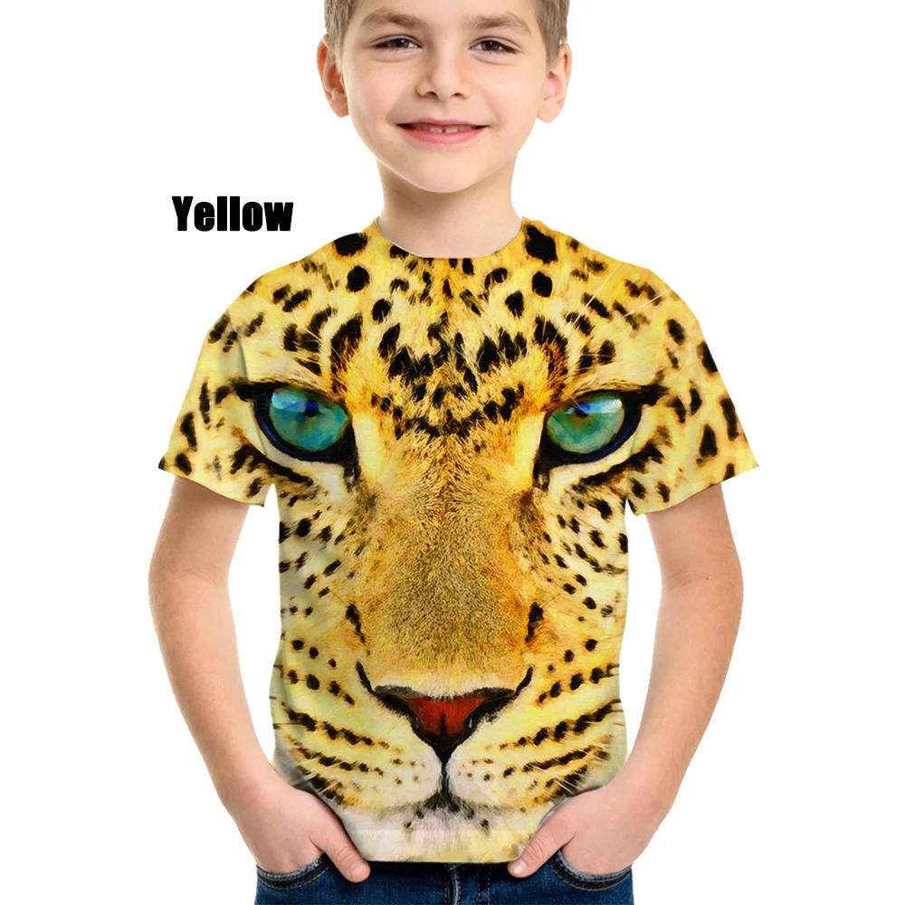 

New Summer Kids T-Shirt 3D Animal Cheetah Boys Short Sleeve Personality Print T-Shirt