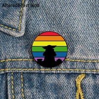 alien with frog rainbow pride pin custom cute brooches shirt lapel teacher tote bag backpacks badge gift brooches pins for women