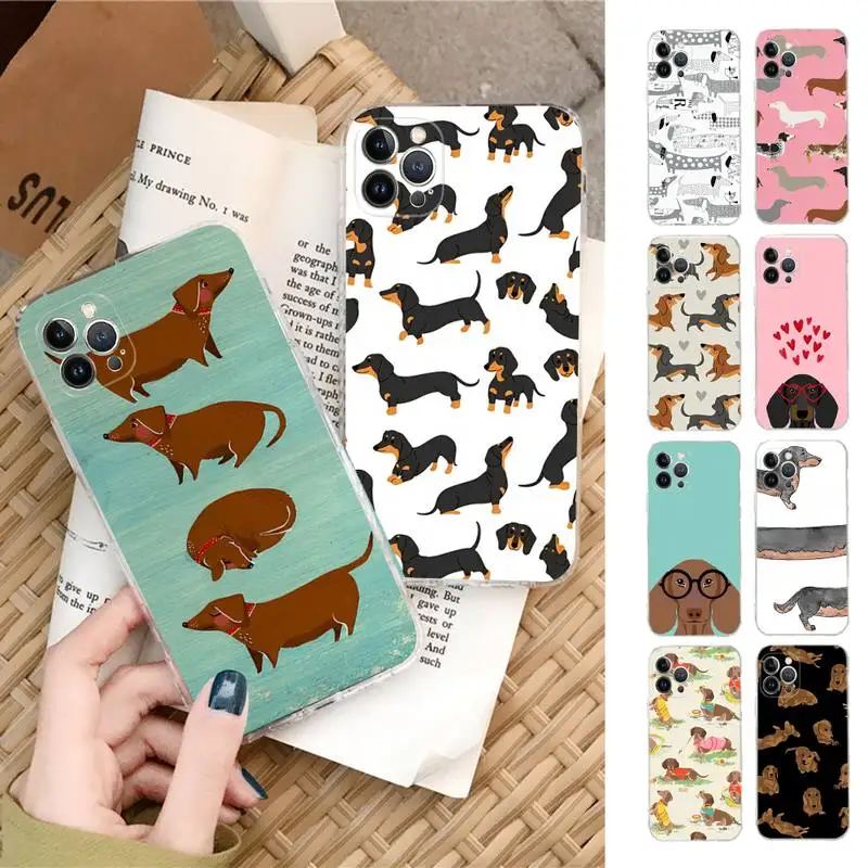 

Dachshund Silhouette Dog Phone Case Silicone Soft for iphone 14 13 12 11 Pro Mini XS MAX 8 7 6 Plus X XS XR Cover