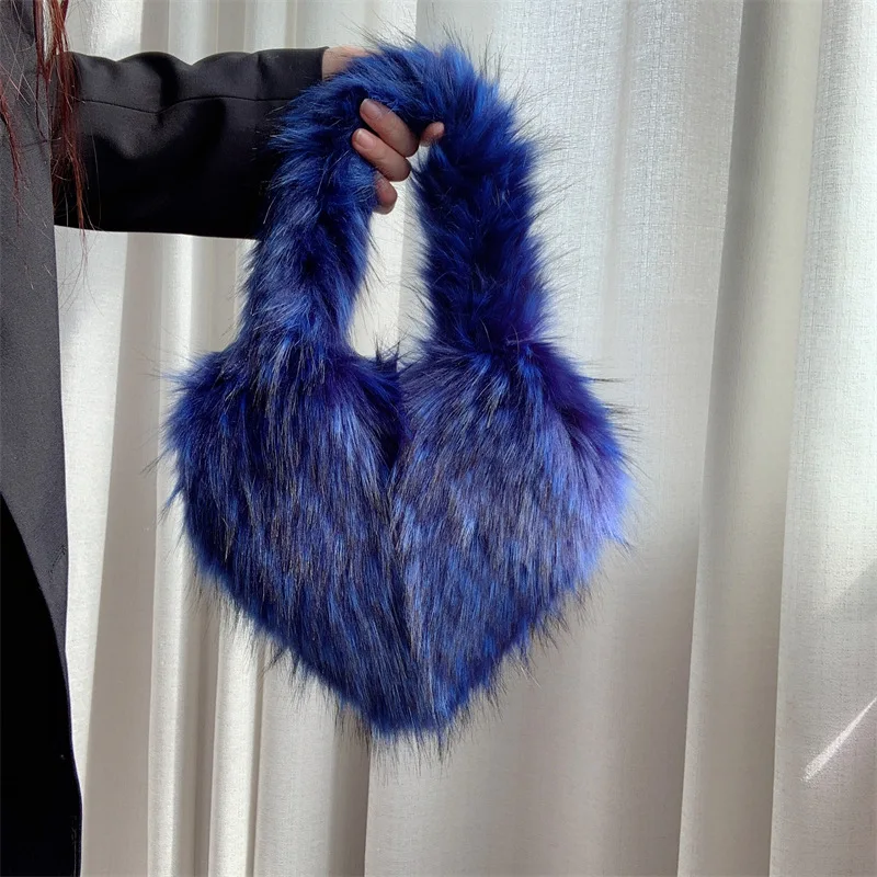 

Ladies' Autumn and Winter New Small One Shoulder Love Bag Imitation Fur Plush Shell Bag Parent-child Handbag Purses for Women