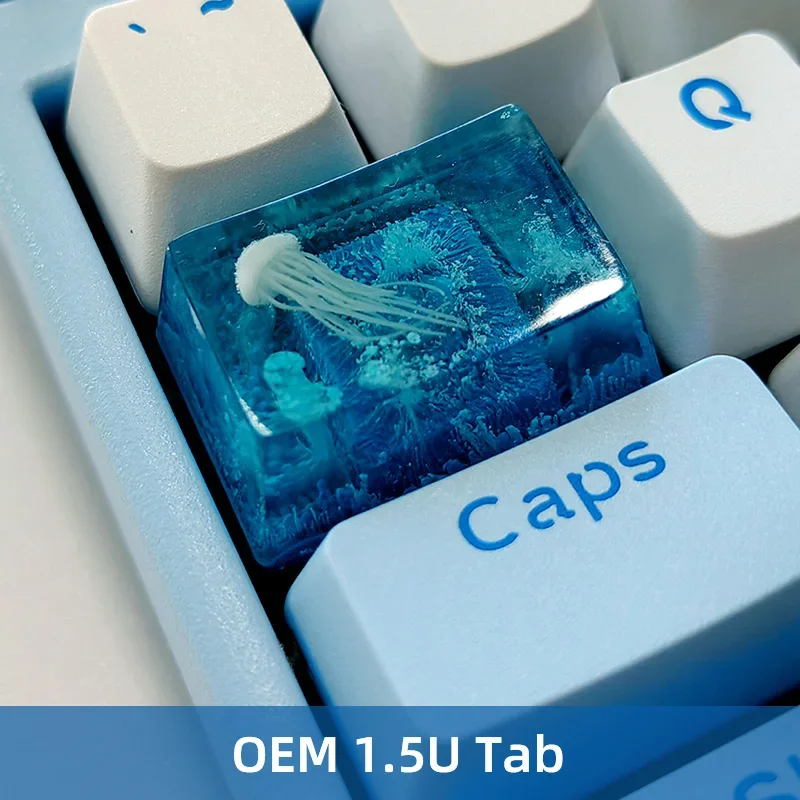 Голубая Медуза колпачок для клавиш морская тематика капельный гель из