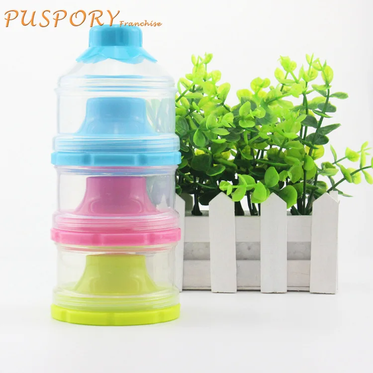 

Baby Milk Powder Box Portable Three Layered Space Seal Travel Detachable Baby Food Storage Snack Newborn Food Keep Fresh Box