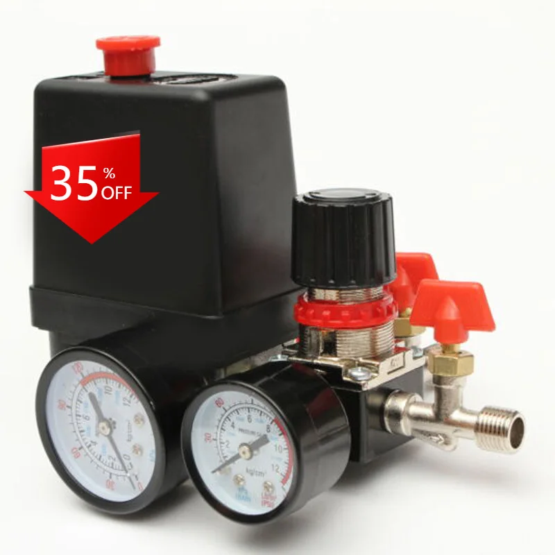 

95~125PSI Air Compressor Pressure Switch Control Valve Manifold Regulator-Gauges automatic loading / unloading control