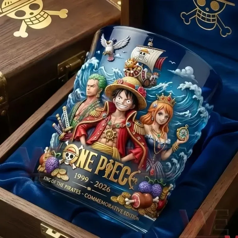 Фото НОВИНКА: Стеклянная кружка-термос для виски «One Piece» к 30-летию: Луффи, Тысяча Солнц, Нами. Подарок. №3