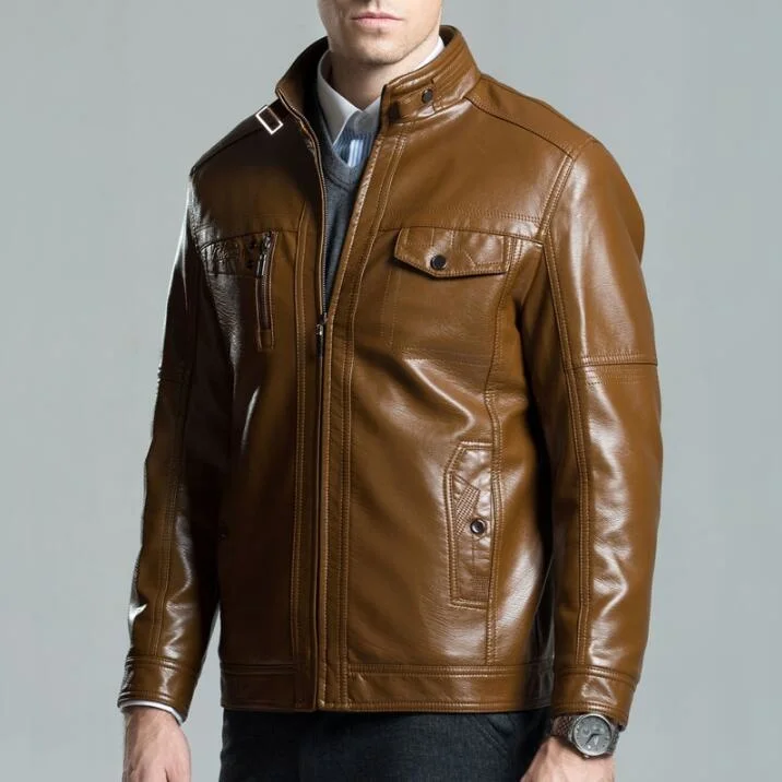 

Men's Brand Winter Leather Jacket high quality Business Casual Slim Male clothes Mens Motorcycle leather jackets M-3XL