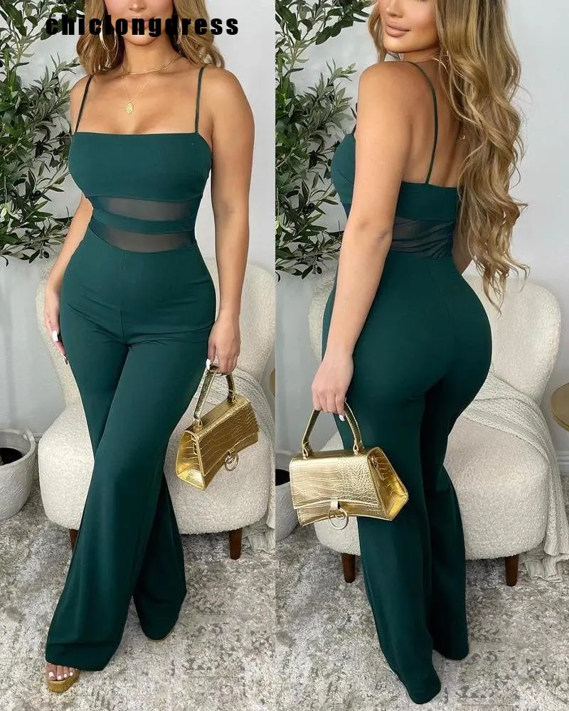 

Летний модный сексуальный комбинезон на бретельках, женский прямой комбинезон без рукавов в ночном стиле с принтом