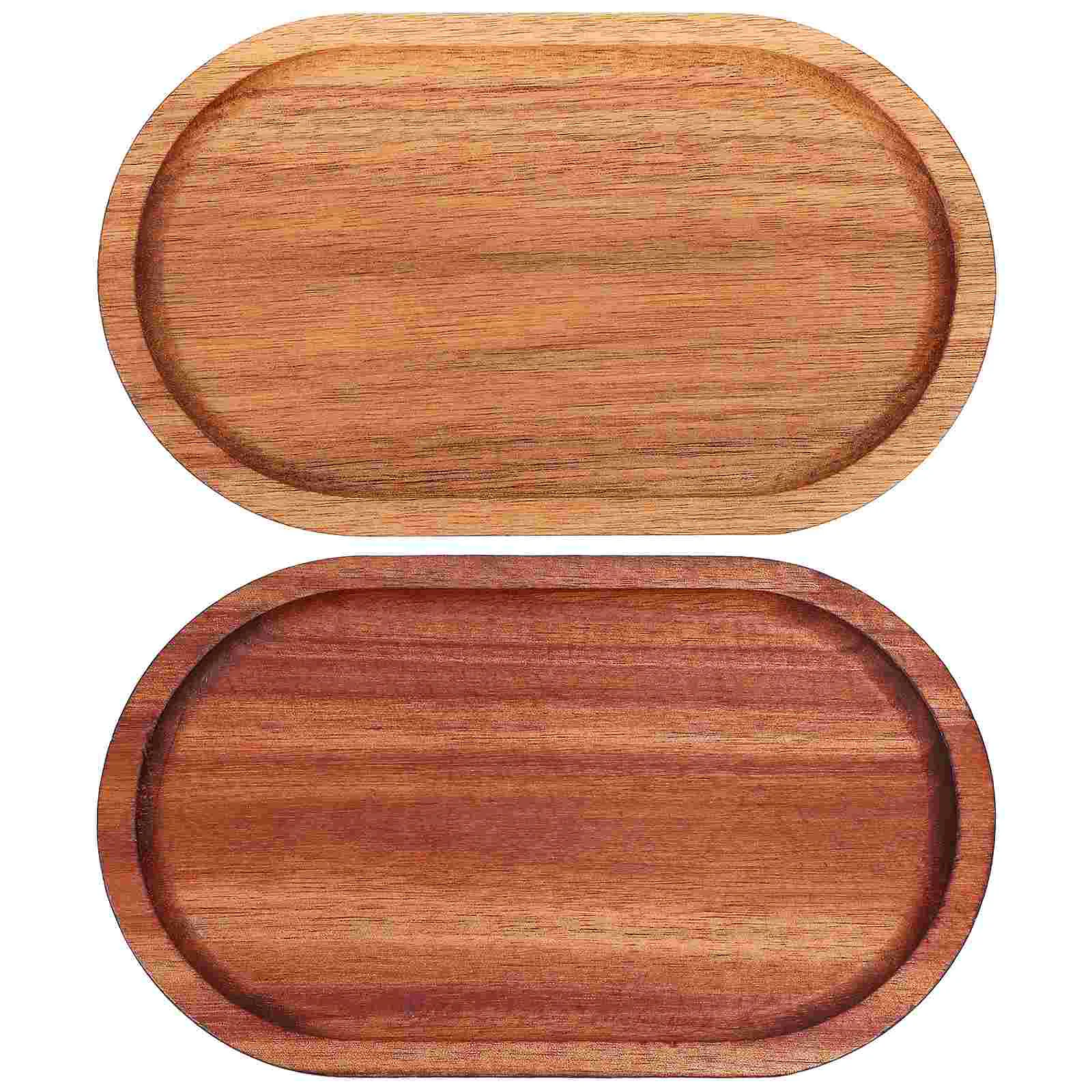 

2 Pcs Wooden Tray Kitchen Counter Trays Small Jewelry Serving Decor Cheese Steak Plate