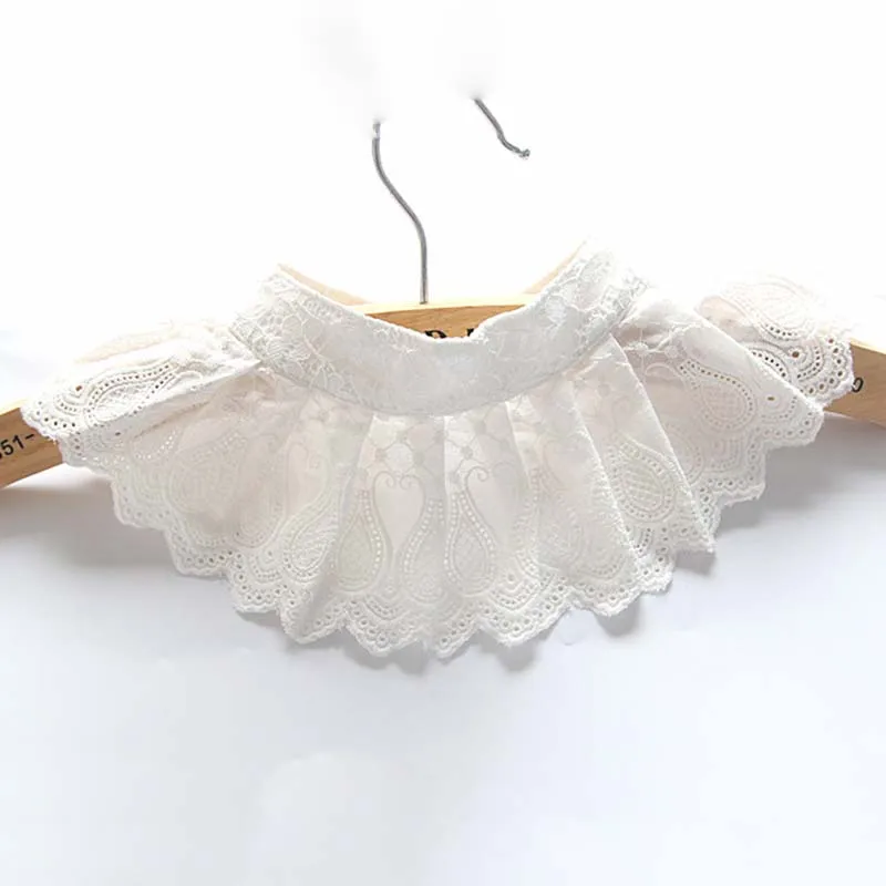

White Women Girl Fake Collar Fashion Scalloped Folds Lace Collar Shirt Tie Detachable Shirt Women's Clothing Accessories