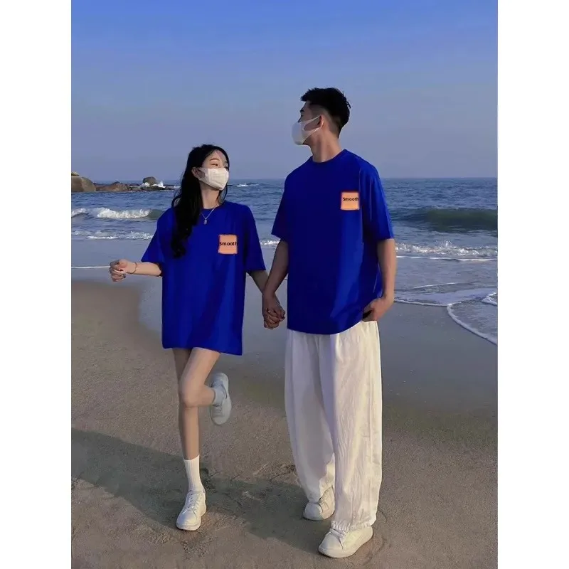 Парные футболки из чесаного хлопка премиум-класса с коротким рукавом 250 г 220 очень