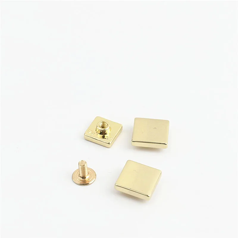 50Pcs 12mm Square Handbag Rivets Stud Screw Metal Buckles Bag Nail for Leather Craft Belt Wallet Bag Decor Hardware Accessories