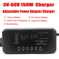 adjustable power adapter charger 3v 60v 150w with display screen charger for lithium iron phosphatelead acid battery
