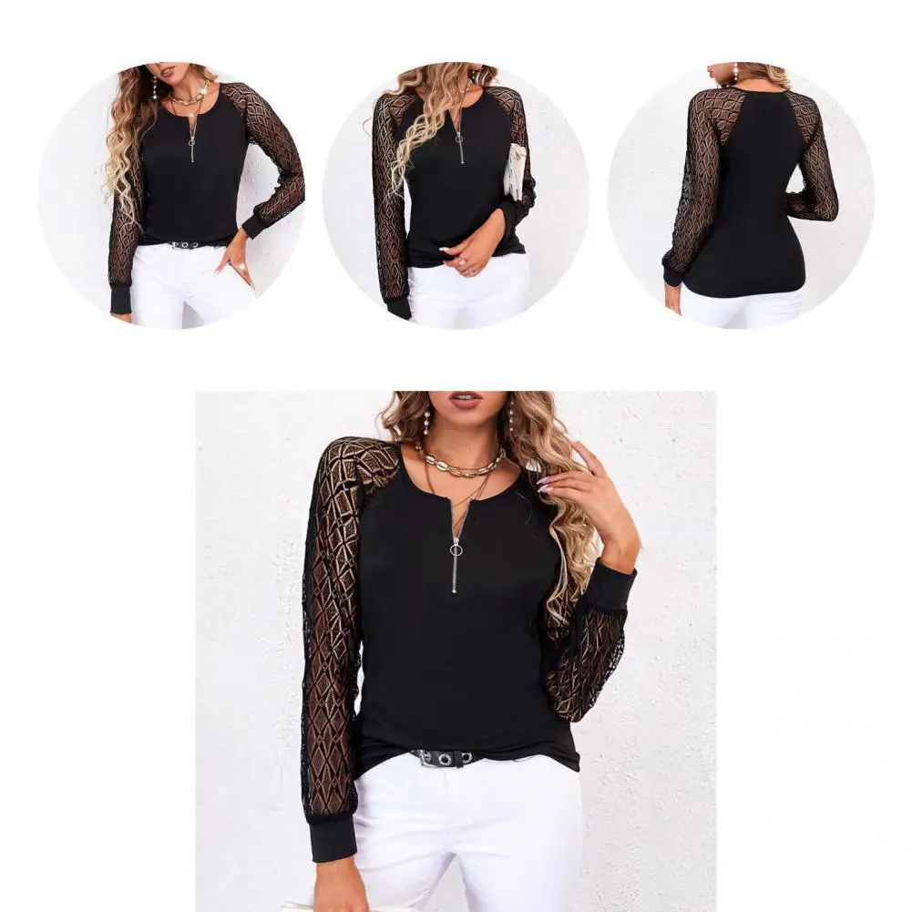 

Women Shirt Trendy Lightweight Zipper Leisure Lady Shirt for Daily Wear Spring Top Spring Blouse