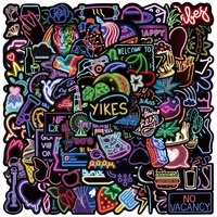 1050100pcs cartoon neon light graffiti stickers guitar motorcycle helmet luggage suitcase diy decal sticker kid toy