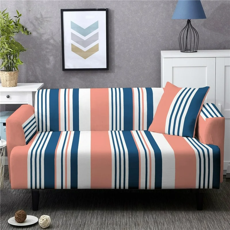 

Stripe Print Stretch Sofa Cover L Shape 1/2/3/4 Seat Corner Couch Covers Anti-dirty Recliner Sofa Covers Housses De Canapé