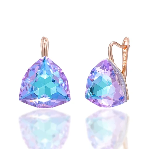 Wbmqda Серьги-капельки из меди с цирконом, розовое золото