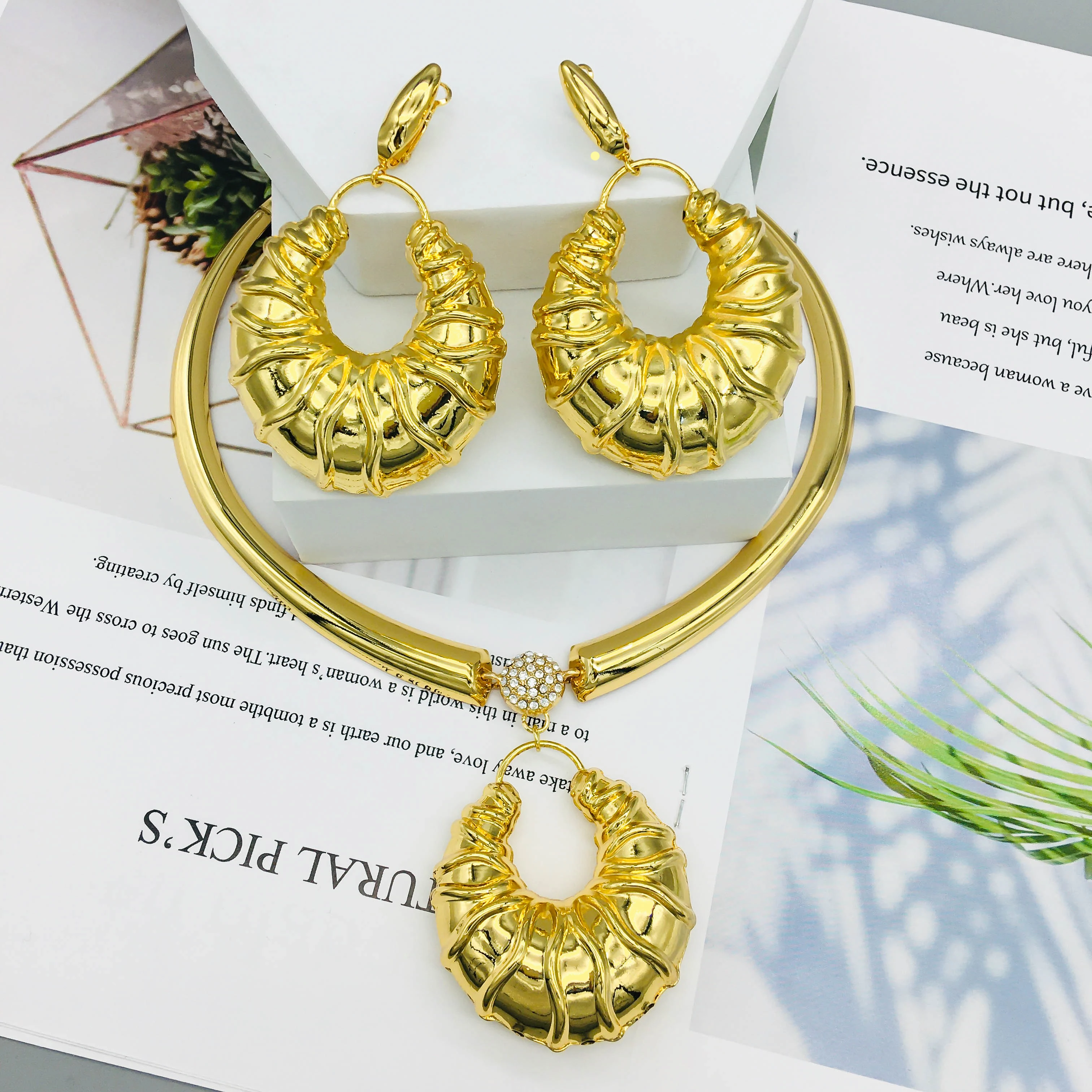 Jewelry Sets Fashion 24K Gold Planted Classic Hot Sale For Women Earrings Pendent Necklace Wedding Party Gifts Trendy