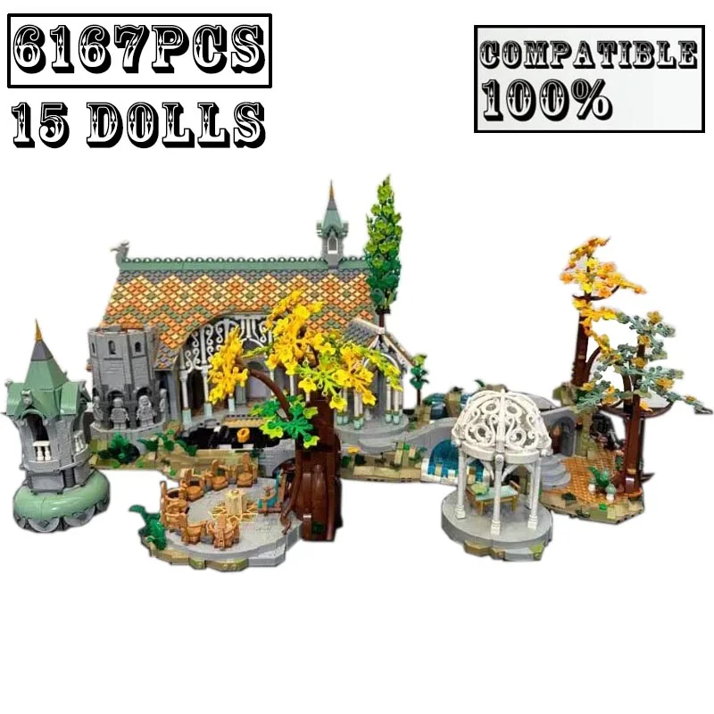 

New Trilogy Rivendel Elven Kingdom Fit 10316 Medieval Castle Blocks Movie Scene War Model Educational Toy for Kid Birthday Gifts