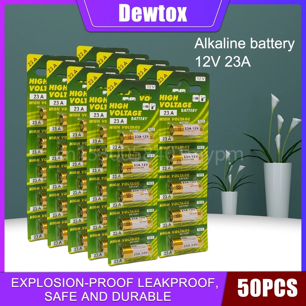 

50 шт., щелочные батареи 12 В A23 23A 23GA A23S E23A EL12 MN21 MS21 V23GA L1028 GP23A LRV08 для воспламенителя, фонарик