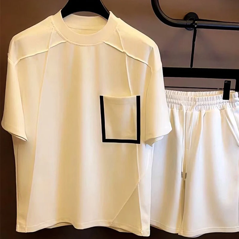 Футболка мужская оверсайз с круглым вырезом модная Свободная рубашка короткими