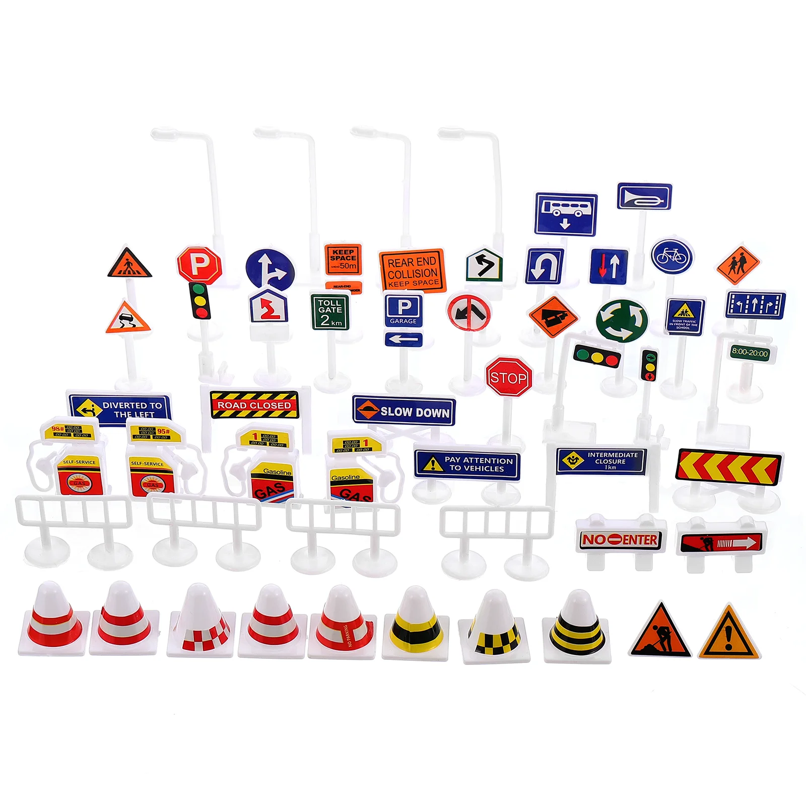 

56 Pcs Kids Mini Toys Barricade Roadblock Street Light Simulation Traffic Sign Cognitive Games Safety Signs Child