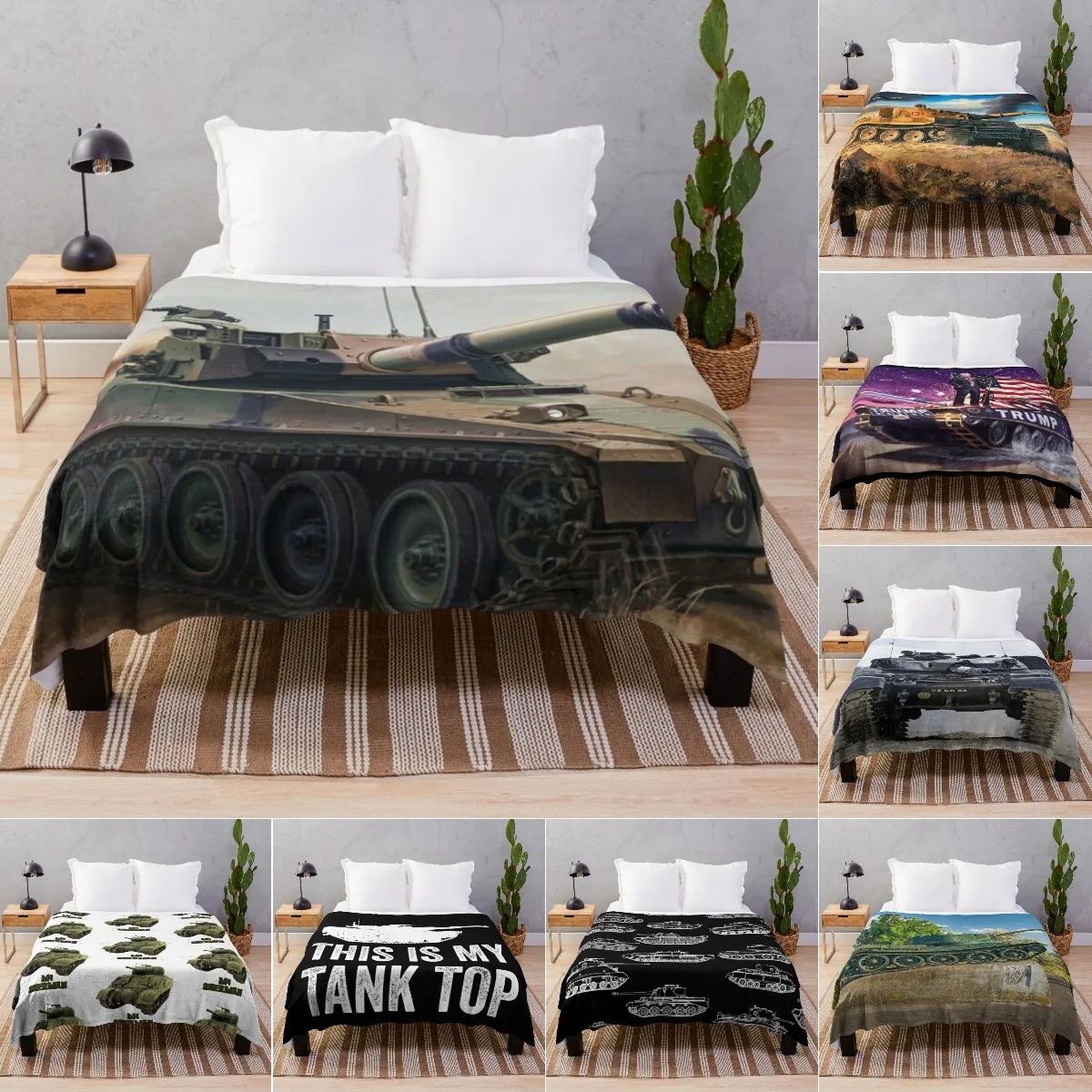 

Tank Throw Blanket, All Season Warm Bed Blankets Lightweight Tufted Fuzzy Flannel Fleece Throw Shawls and Wraps for Sofa Couch