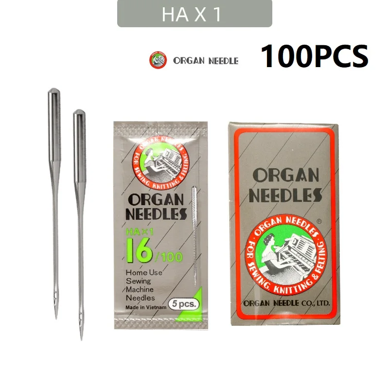 

100 PCS ORGAN SEWING NEEDLES Compatible with SINGER ,Pfaff,JANOME, NECCHI,BROTHER, BERNINA, BABYLOCK HAX1 130/705H (15x1)