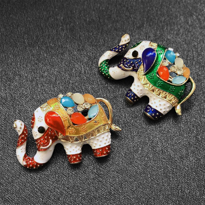 

New Painted Elephant Brooch Exotic Elephant Accessories Cute Animal Anti-light Clasp Pins Corsage Fashion Gift