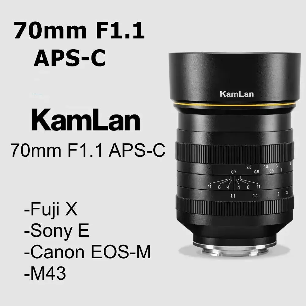 Для Kamlan 70 мм f1.1 APS-C Большая диафрагма объектив с ручной фокусировкой совместим Canon