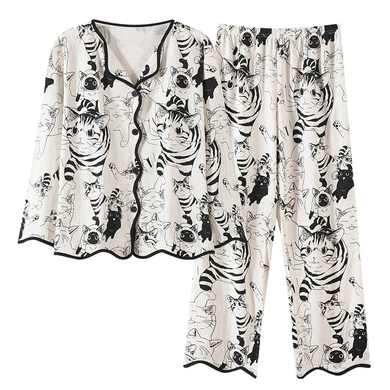 2 шт./комплект женские хлопковые пижамы с длинным рукавом