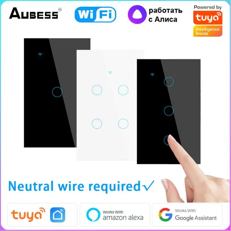 

TUYA WiFi Smart Touch Switch 1/2/3/4 Gang Light Switch Need Neutral Wire Home Wall Button for Alexa and Google Home Assistant