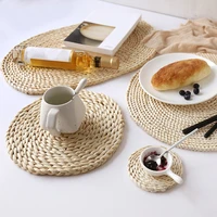 natural table mat handmade corn bran weaving placemat round braided mat heat resistant hot insulation anti skidding pad