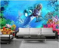 3d wallpapers on the wall custom mural underwater world mermaid living room home decor photo wallpaper for walls in rolls