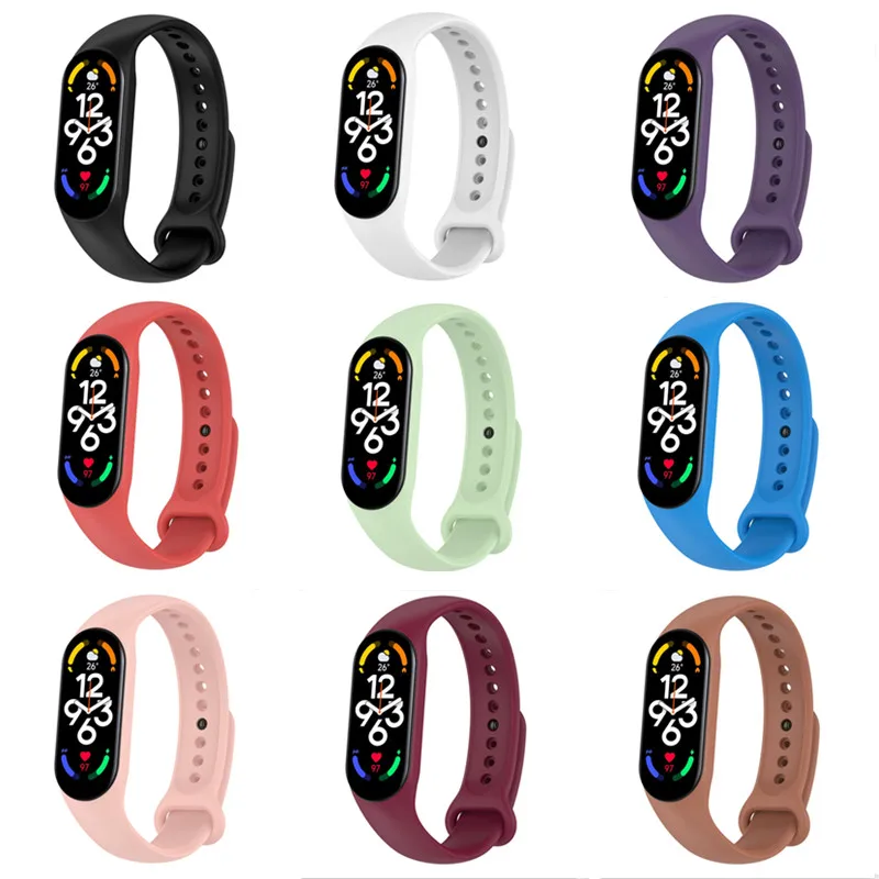 

Сменный однотонный силиконовый ремешок для смарт-часов Xiaomi Mi Band 7, регулируемый спортивный браслет, прочный