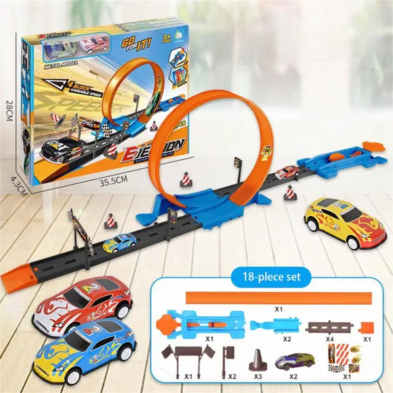 

Car Track Set Portable Design Safe Touch Double Track Toy Racing Car Childrens Car Racing Toy Track Toy Double Design