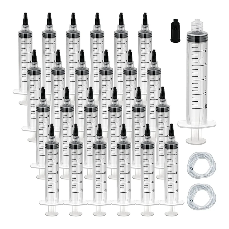 

30 Pack 10ML Plastic Syringe Sterile Individual Wrap(No Needle) Measurement For Scientific Labs, Feeding Pets Syringe