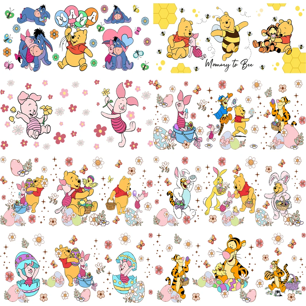 Фото Наклейки для кружек Honey Winnie Family Themed 3D UV DTF, 16 унций, милый дизайн ко Дню матери, DIY наклейки, подарочные наклейки для кружек №3