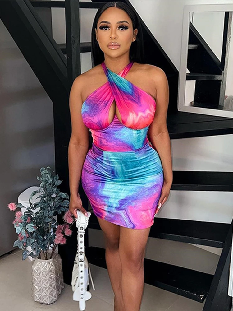 

Женское платье-мини с лямкой на шее, красное вечернее платье без рукавов, весна-осень 2022