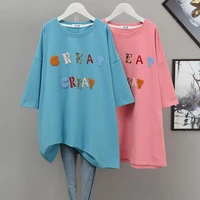 extra large size womens summer clothes t shirt cover belly top loose cotton short sleeved t shirt
