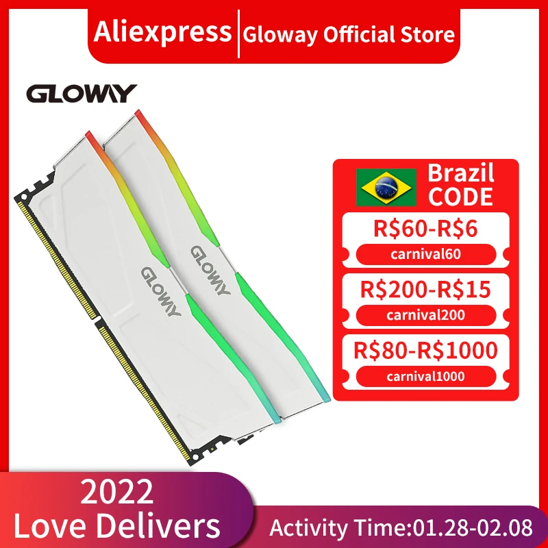 Оперативная память Gloway DDR4 3200 МГц RGB (8GBX2) 3600 МГц (16GBX2) комплект 32 ГБ для рабочего стола гарантия на срок службы