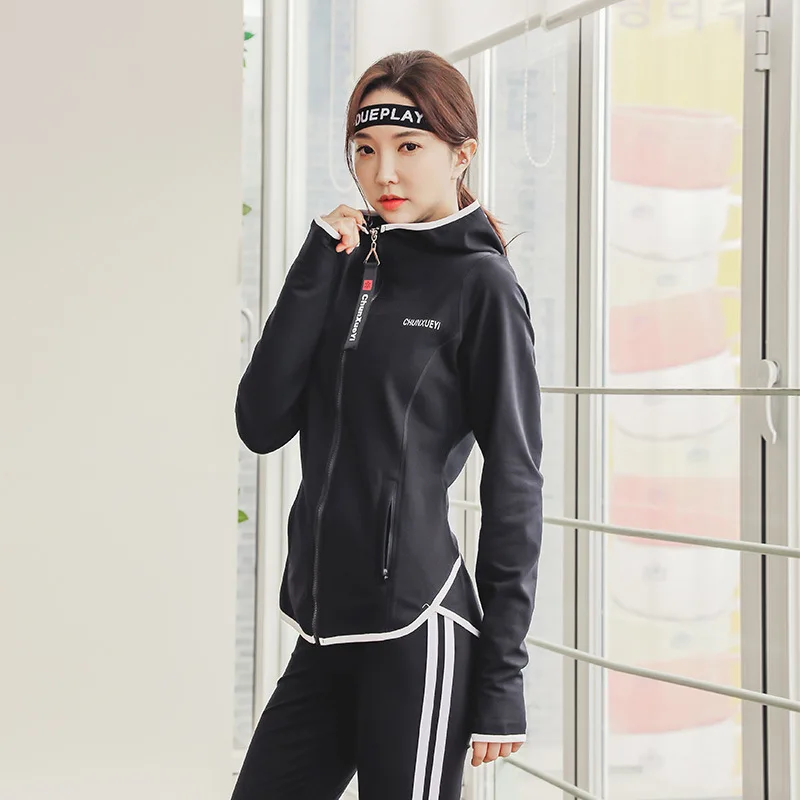 Спортивные тренировочные куртки для йоги Женская Облегающая рубашка с длинными