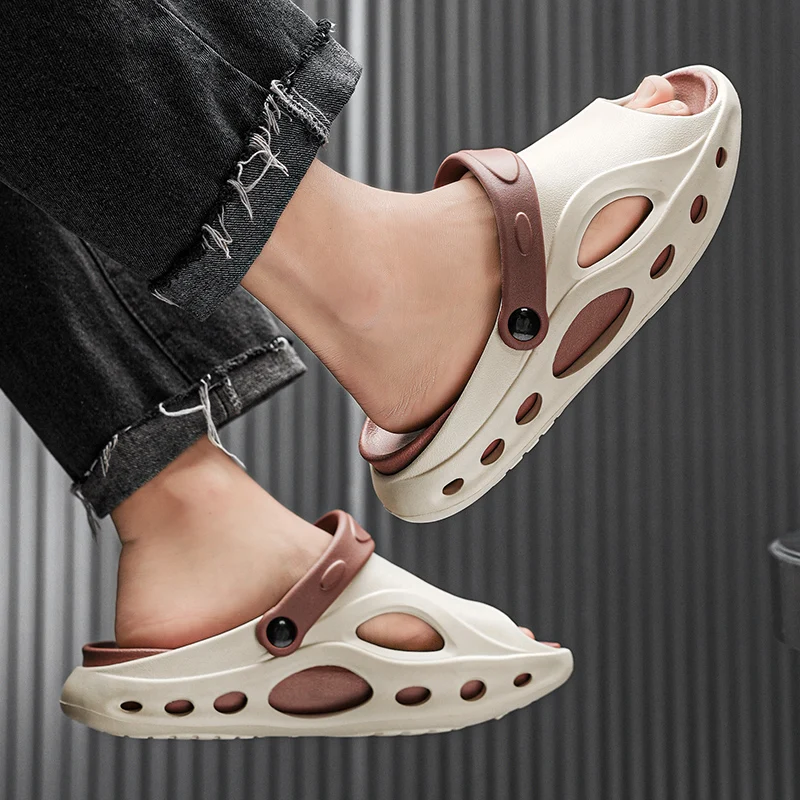 Сандалии мужские из натуральной кожи повседневная Уличная обувь пляжные туфли