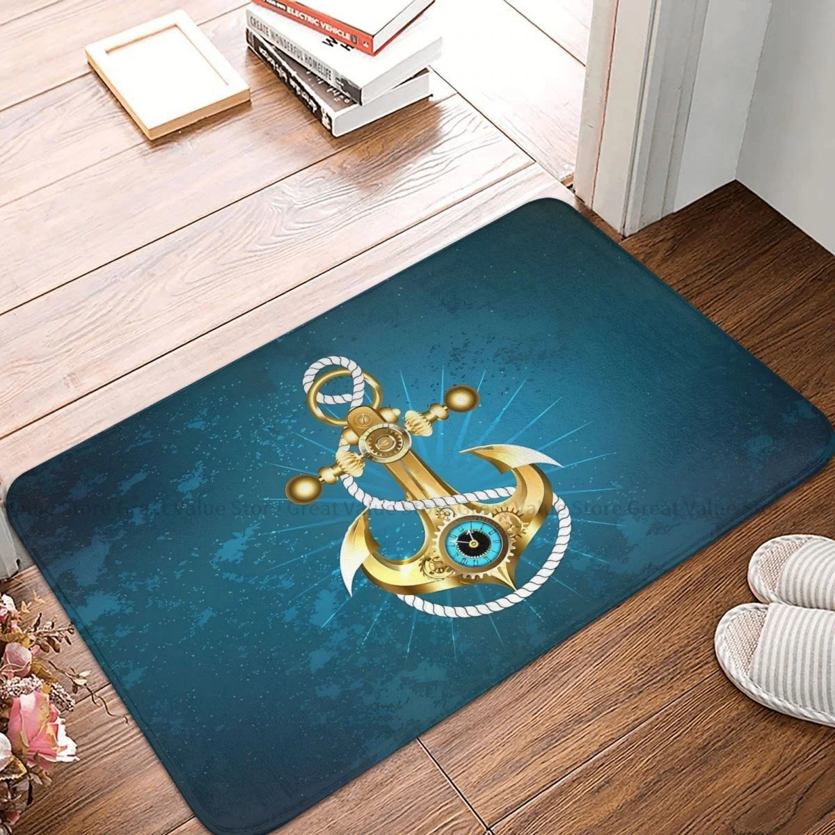 Nautical Anchor Kitchen Non-Slip Carpet Anchor With Clock St