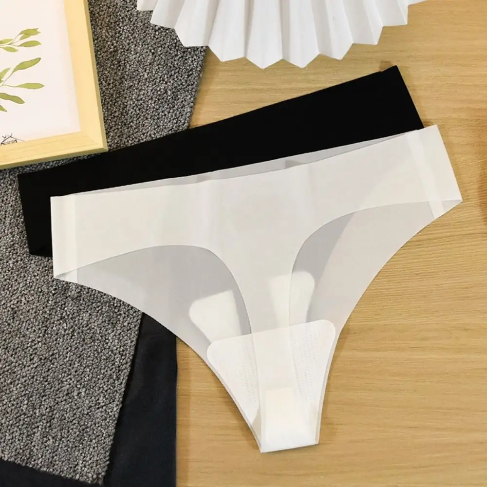 Модные прозрачные женские летние трусики из ледяного шелка с низкой талией