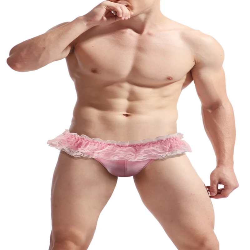 

Сексуальное мужское нижнее белье, кружевные Соблазнительные стринги с подолом, Трусы-танга, сценические шоу, для геев