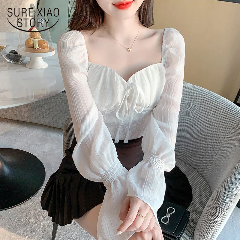 

New Fashion Cotton Soft Long Sleeve Women Blouse Tops French Vintage Women's Shirts White Elegant Female Clothing Blusas 22005
