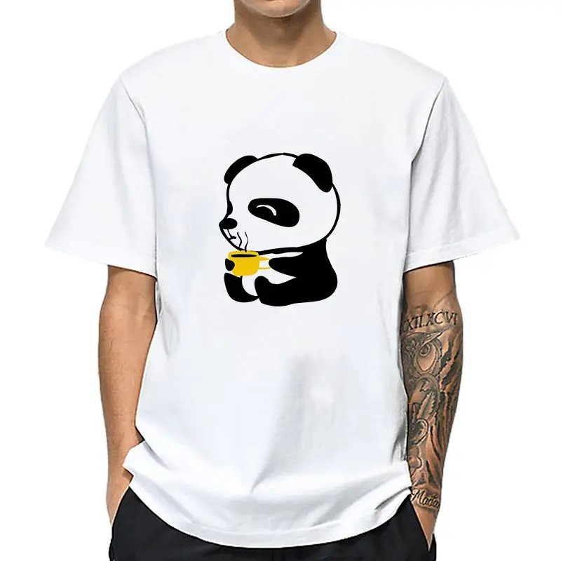 

Футболка с мультипликационным рисунком панды, топы в стиле Харадзюку, милые мужские рубашки с коротким рукавом, летняя одежда для пар