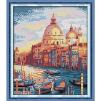 venice water city embroidery stamped cross stitch patterns kits printed canvas 11ct 14ct needlework cross stitch