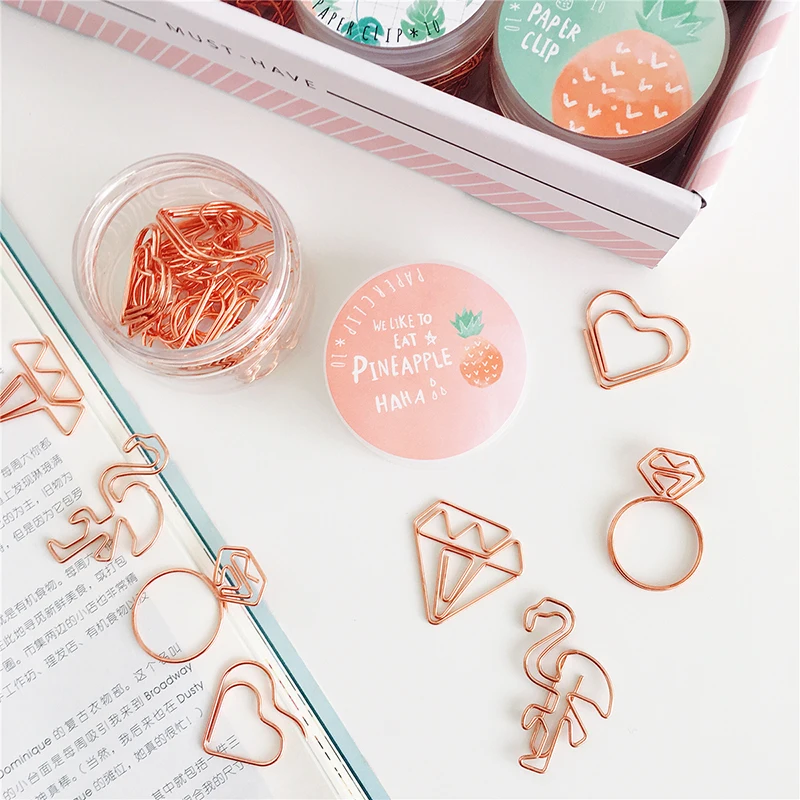 

Rosegold Heart Clips Rose Gold Office Decor Bookmark Barrel Cute Paper Clips Decorative Can Clip Rose Gold Paper Clips Metal