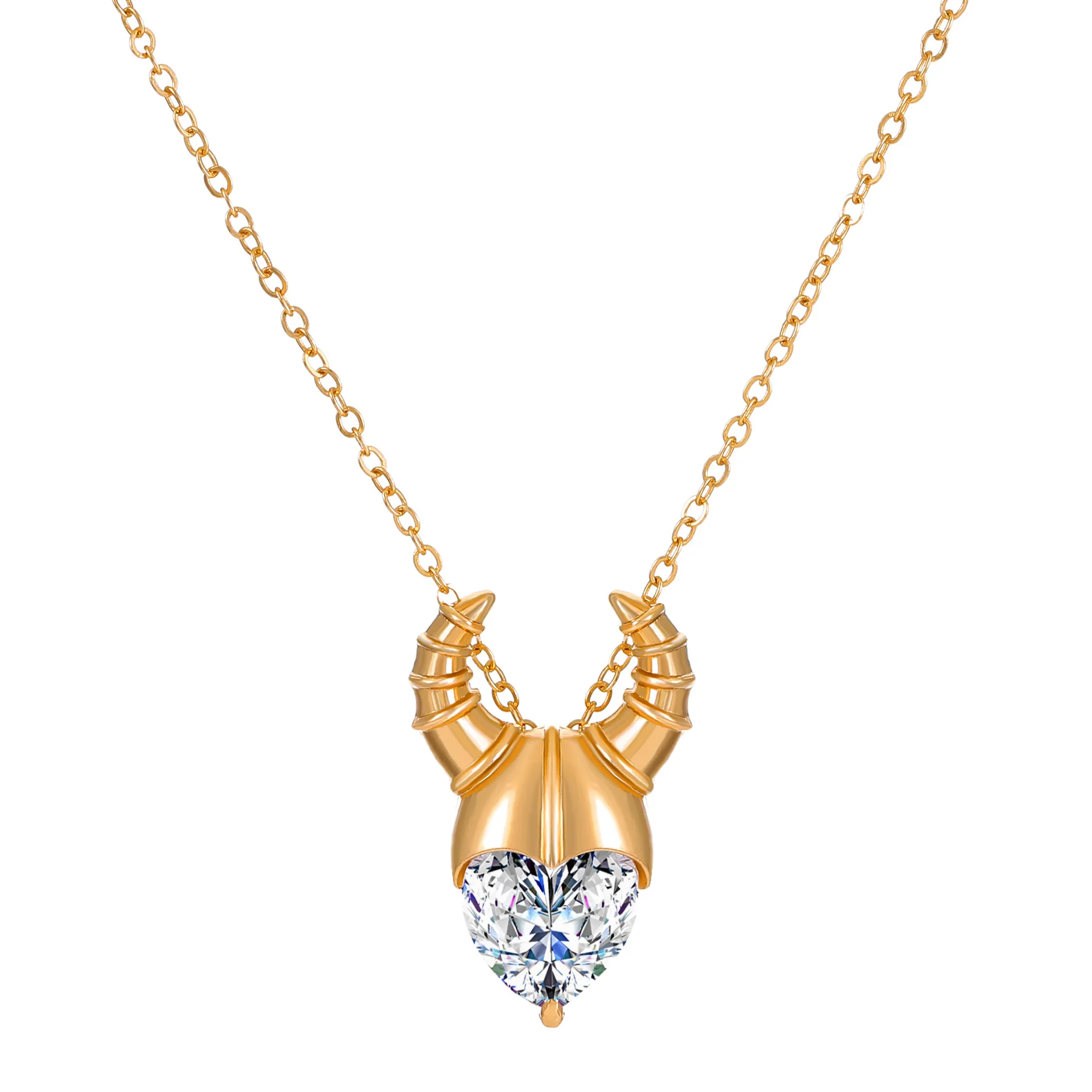 

Fashion Bull Ox Horn Necklace for Women Trendy Zircon Rhinestone Ox Pendant Chain Choker Jewelry Accessories Girlfriends Gift