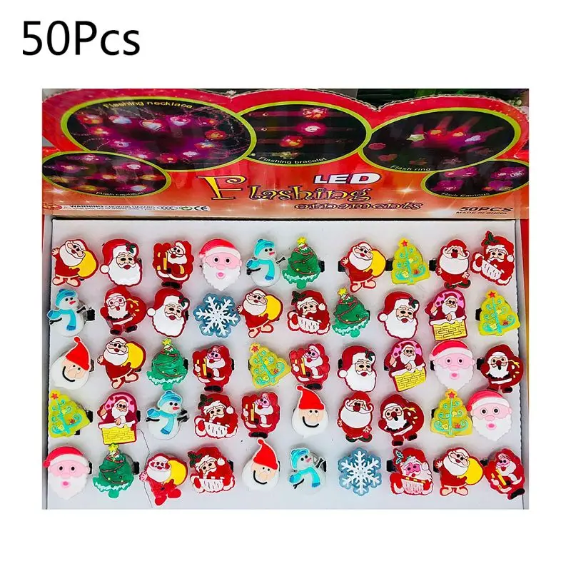 

50pc Christmas Cartoon children Ring Luminescent Discolored Sparkling Ring Gift